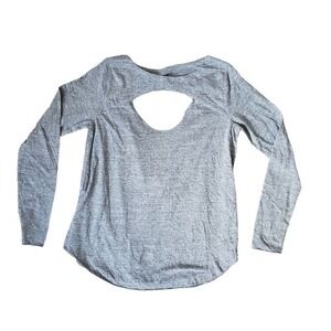 Chaser Shirt Womens Medium Gray Cutout Long Sleeve Twist Back Top Athleisure New